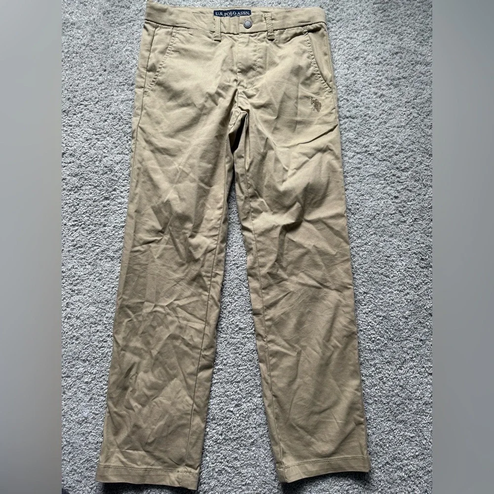 US Polo Assn Kids Khaki Chino Pants with‎ Embroidered Logo Size 7